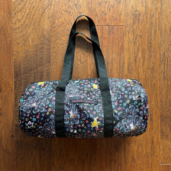 Tsumori Chisato Handbags - Tsumori Chisato Black Duffle Bag Floral Star Pattern | J-Fashion/Decora